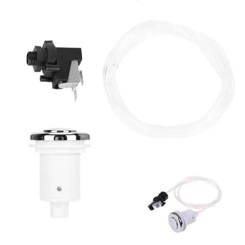 16A On Off Push Button Switch Jetted Whirlpool Jet for Bath Tub Spa Garbage, Garbage Disposal Air Switch Kit with 1m Air Hose for Bath Tub Spa Garbage