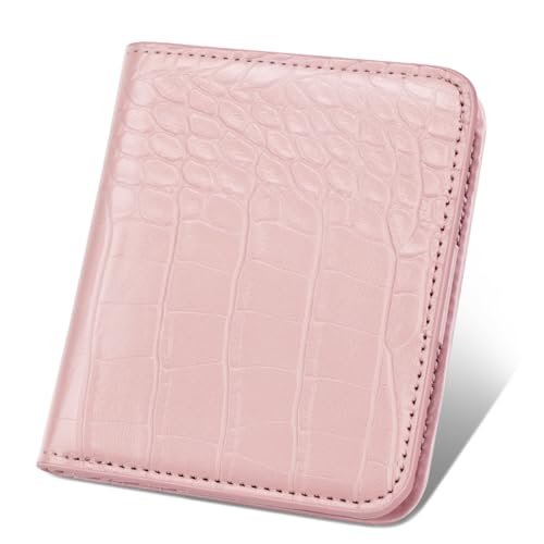 Image of Crocodile Wallets Women Small RFID Blocking Credit Card Holder | Luxury Alligator Faux Leather Thin Bifold Croc Womens Wallet Ladies Mini Purse with Coin Pocket, Pink