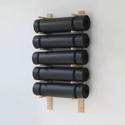 Estante de almacenamiento para esterilla de yoga, organizador de montaje en pared para gimnasio en casa, diseño de 6 capas que ahorra espacio para accesorios de yoga