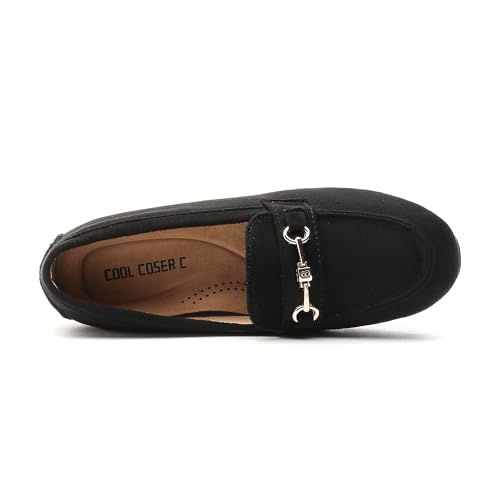 Image of Women's Wide Loafers Casual Slip on Flat Shoes Women's Comfort Penny Loafers with Arch Support Women Dressy Moccasins