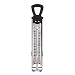Candy Thermometer Deep Fry/Jam/Sugar/Syrup/Jelly Thermometer with Hanging Hook & Pot Clip Stainless Steel Cooking Food Thermometer Quick Reference Temperature Guide,Black