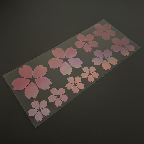 Image of Creative Fashion Flower Cherry Blossoms Petal Leaves Motor Bike Stickers Auto Body Car Styling PVC Decals (Laser Rainbow)