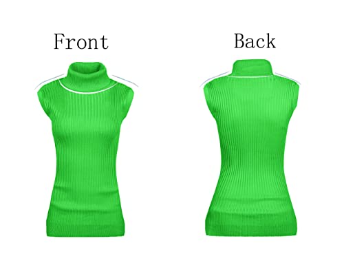 Image of v28 Women Sleeveless High Neck Turtleneck Stretchable Knit Sweater Top