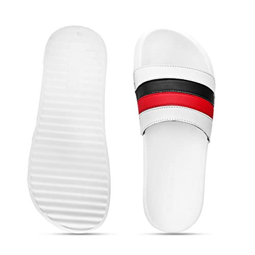 Image of San Frissco Men's Flip Flop Slipper's Open Toe Striped Sliders /Soft Cushioned Footbed With EVA Sole Colurblocked Lightweight Flexible and Stylish Footwear Slip On Sandals for Outdoor