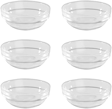 Glass Condiment Dishes - Set of 6 | Small Bowls for Dips | Sauce Pots for Serving | Ingredient Bowls | Cooking Prep | Glass Ramekins | Dip Bowl | M&W