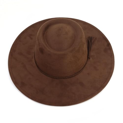 Image of LIDHAY Wide Brim Fedora Hat for Men Women Big Rancher Felt Hat Pork Pie Jazz Hat