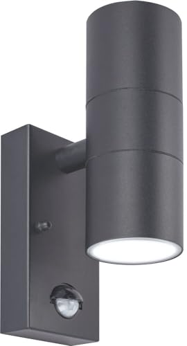 Luceco Slate Grey Stainless Steel Exterior Decorative Gu10 Up or Down Wall Light with Pir Motion Sensor - Ip44