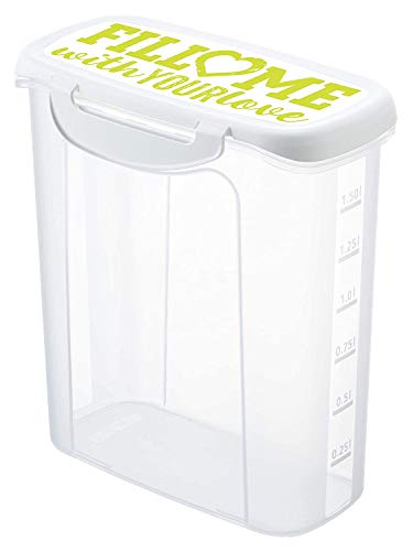 Rotho Clic & Lock Boîte de conservation de 1,5 l avec couvercle et dispositif verseur, Plastique (PP) sans BPA, transparent/coloré, 1.5l (16.9 x 9.8 x 20.2 cm)