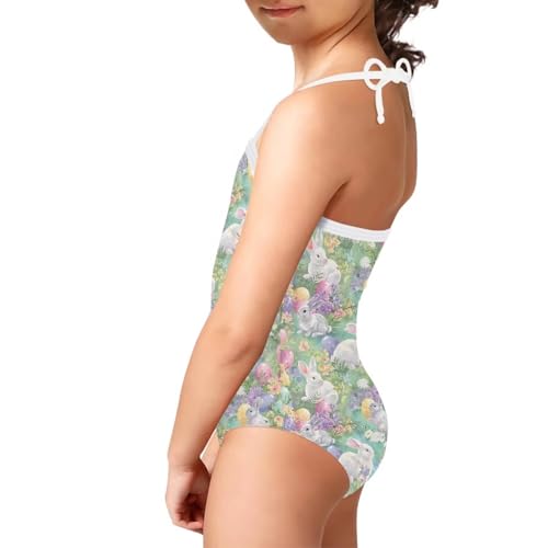 Image of One Piece Swimsuit for Girls Beach Bathing Suit Halter Straps Sports Swimwear for 1-10 Year Toddler Kids