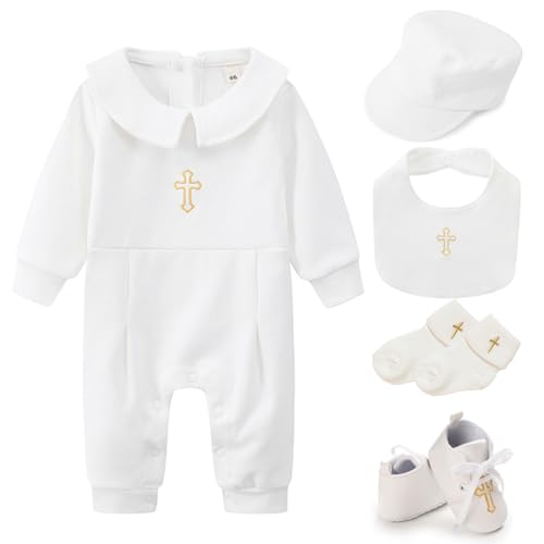 Tenue de baptême en coton pour garçon costume blanc de célébration pour souvenirs précieux