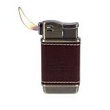 Soft Flame Pipe Lighter Leather Refillable Butane Gas Adjustable Flame Size for Cigar Cigarette Men Gift,Brown