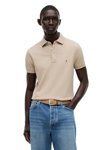 Image of Tommy Hilfiger Men's Short Sleeve Polo Shirts in Slim Fit with Stretch and Organic Pique Cotton