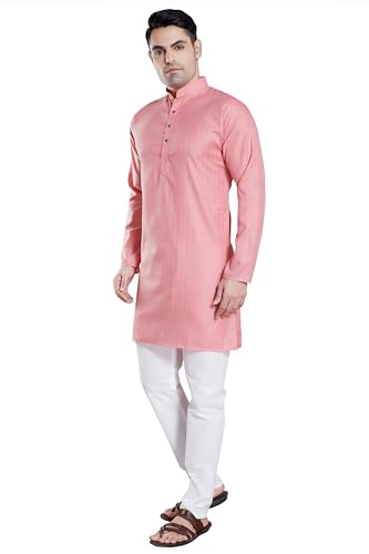Image of DIVISIVE Men's Self Zari Line Cotton Blend Slim Fit Kurta Pyjama Set