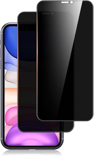 Mugust 2 Stück Sichtschutz Panzer Schutz Glas für iPhone 11/ iPhone XR Panzer Schutz Glas Folie Displayschutzfolie (Schwarz*2)