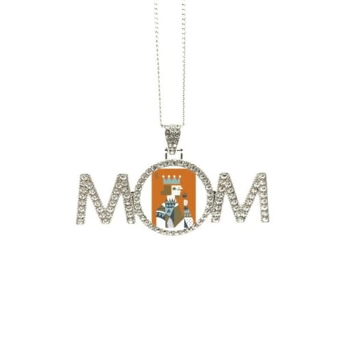 Collier carte à jouer K chic en acier pour maman et grand-mère