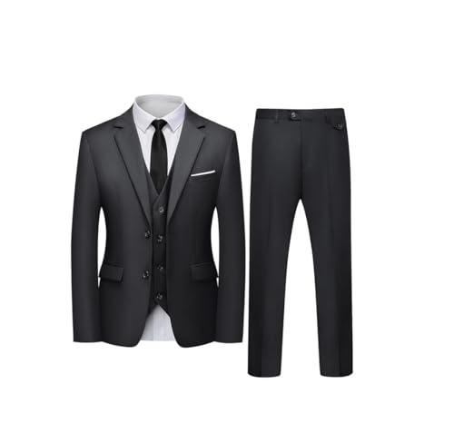 Men Slim Fit 3-Piece Blazer Suit Two Buttons Tuxedo Business Wedding Party Jackets Vest Trousers