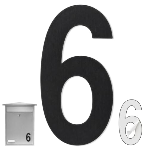 Numero 9 casa, Número Nueve hogar, Número 9 para puerta, Número para pared, Número 9 buzón, Acero inoxidable 304, 75 mm alto x 47 mm ancho, Adhesivo, Dorado (Negro, 10.2, Centímetros, Numero 6)