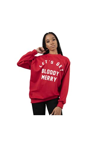 Flirty Wardrobe Sweat en polaire pour femme Inscription Let's Get Bloody Merry Christmas, Rouge 36-38, 36 Cover