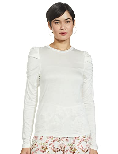 Image of Marks & Spencer Womens Solid Viscose Crew Neck Regular Fit Long Sleeve Top