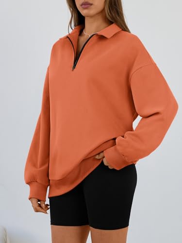Image of Trendy Queen Women's Oversized Half Zip Fleece Sweatshirts-Cozy Pullover, Sweaters for Fall Winter