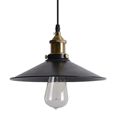 Industrial Lighting Vintage Pendant Lights Metal Black Retro Edison E27 Brass Base Pendant Ceiling Lamp Iron Metal Shade for Warehouse Restaurant Bar Counter Bookstore Hallway