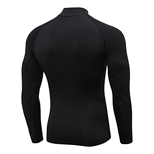 Mens 2 Pack Mock Turtleneck Compression Shirt Long Sleeve Sports Undershirt Athletic Baselayer Running T-Shirt2