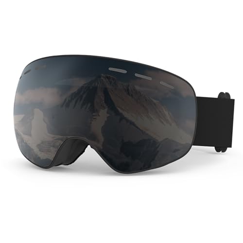 YLYUELANG OTG Ski Goggles for Men & Women, Over Glasses Anti-Fog,100% UV Protection Snowboard Goggles, Interchangeable Lens Snow Goggles for Ski and Snowboard(Silver)