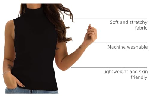 Image of Spicy Sandia Women Stretchable Turtleneck Knit Sleeveless Slim Fit Sweater