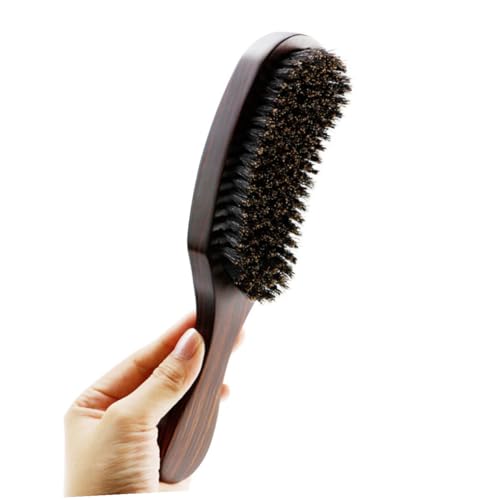 BAZEITFLOW Cepillo para Barba de Cerdas Naturales de Jabalí con Mango de Madera de Haya Resistente y Portátil para Peinar y Limpiar para Hombres y Estilistas