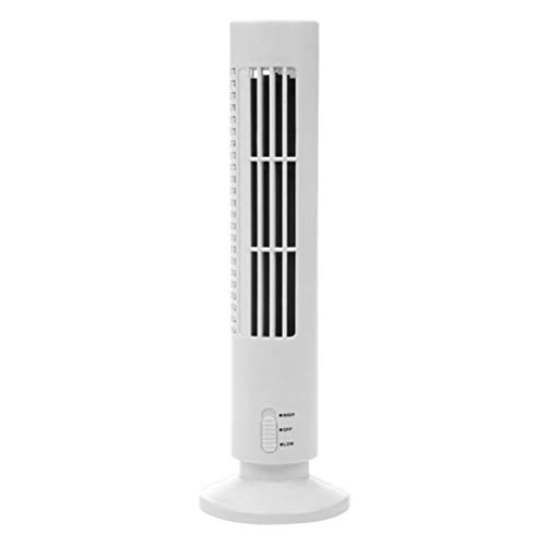 EMUKOEP Ventilador de Torre, Enfriador de Aire Portátil, Ventilador Vertical sin Aspas, USB, Ventilador de Aire Acondicionado de Escritorio, Mini Ventilador de Torre de Refrigeración (Blanco)