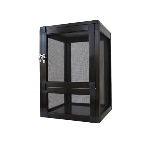 Vifxucy 爬虫類ケージ/飼育箱/爬虫類飼育箱/爬虫類ラック/水陸両用ケージ/ハムスター/カメ/トカゲ/カメレオンに最適 (黒メッシュドア,20*20*30cm)