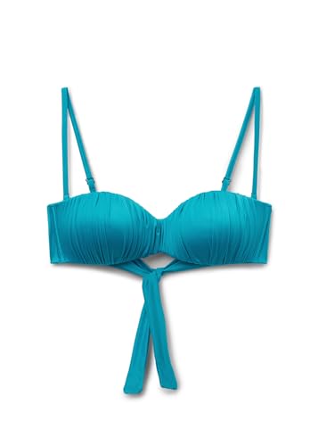 Woman's Graduated Padded Bandeau Swimsuit Top Shiny Satin