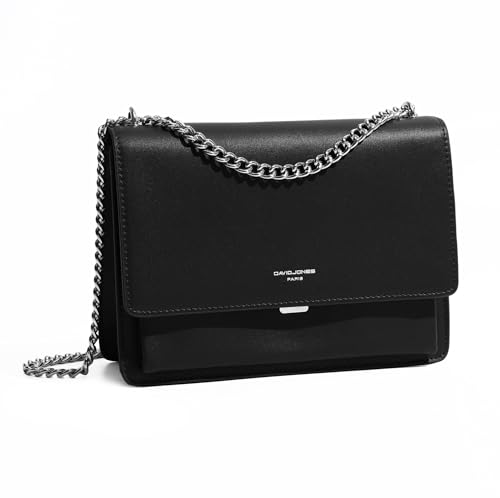 David Jones - Sac Bandoulière Femme - Pochette Téléphone Portable Cuir PU Rigide - Chaînes Porté Epaule - Besace Rectangle Sacoche Soirée Shopping Ville...