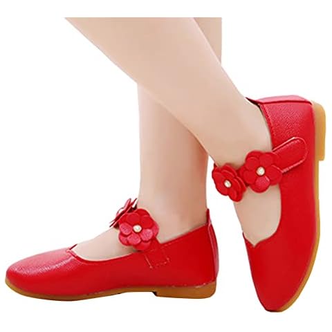ORANDESIGNE Mädchen Ballerinas Prinzessin Bowknot Sandalen Kleinkind Baby Lauflernschuhe Party Schuhe Weiche Leder Taufschuhe Festliche Schuhe Weiche Leder Fläche Schuhe A Rot 29 EU Cover