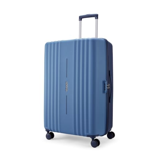 Image of American Tourister Cleva S | Luggage Trolley Bag (77 cm) | 360 8 Wheel Travel Luggage | 2 Compartments | Hard Luggage Polypropylene Suitcase | Mounted TSA Lock | 3 Years Warranty | Blue & Navy Blue