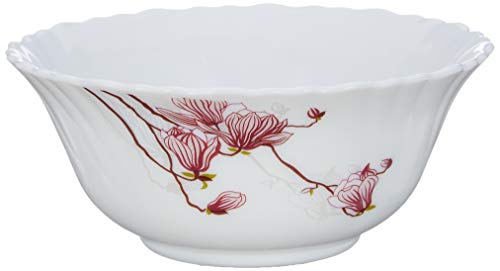 Image of Larah by Borosil Opalware Dinner Set Microwave & Dishwasher Safe | Bone-Ash Free | Crockery Set for Dining & Gifting | Plates & Bowls (Lily Blossom, 14pc)