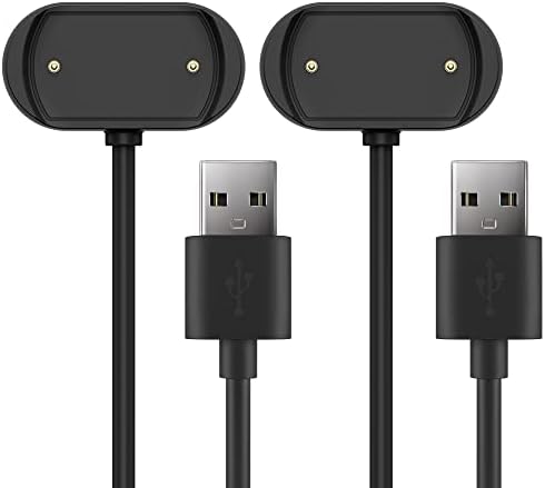 TUSITA [2-PAK] Ładowarka Kompatybilny z Amazfit GTR 4, GTR 3, GTR 3 Pro, GTS 3, GTS 4, T-Rex 2 - USB 2 piny 18,5 mm 0,73 cala Stacja dokująca USB Kabel Ładujący 3.3ft 100cm - Akcesoria do smartwatch