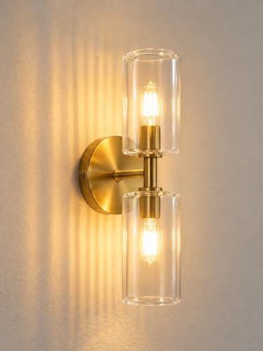 Image of Antique Modern Single Black Wall Light with Golden Crystal Acrylic Glass Shade Hanging Sconce Lamps Design for Bedroom Living Room Bathroom Bedside Vanity Hall Home Decor Hotel Bar (Antique Brass)