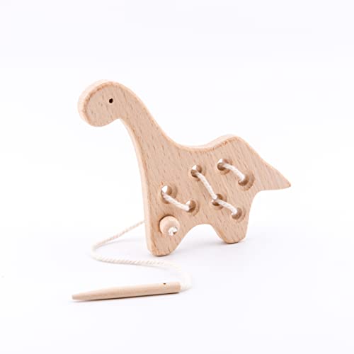 O-Life ひも通し おもちゃ 紐通し ひもとおし 赤ちゃん 知育玩具 早期開発 指先訓練 協調能力 子供向け 動物 クジラ 鯨 カバ 恐竜 ディノサウルス木製 天然木 1歳〜3歳 可愛い プレゼント 出産祝い 誕生日