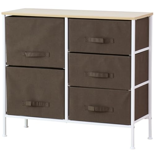 DORIS ドリス 収納ボックス キャビネット 布製キャビネット 布製 収納 引き出し 5杯 3段 幅85×高さ70cm 布製 ブラウン ルピア2【17425】