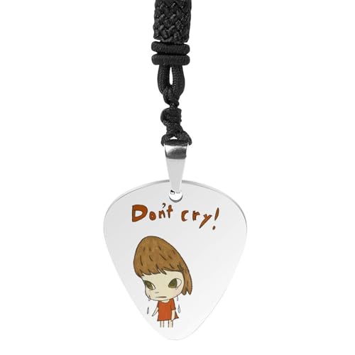ギター ピック 奈良美智 ネックレス ペンダント Guitar Pick 鎖骨チェーン チタン鋼 黒ロープ付き 音楽 楽器 プレートペンダント ロングチェーン ジュエリー ギター用のピック ヒップホップ 卒業式 記念日 人気 贈り物
