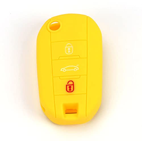 SALPIE Silicone Case for 3 Button Remote Control Citroen Cactus C3 C4 C5 C6 C8 C4L DS3 DS4 DS5 Picasso Xsara and Peugeot 208 301 308 408 508 2008 3008 5008 RCZ (Yellow) )