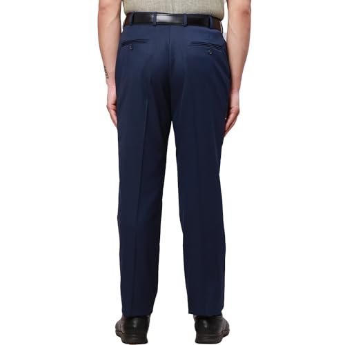 Image of Park Avenue Men's Smart Fit Mid Rise Structure Pattern Poly Viscose Blend Pleatless Formal Trouser