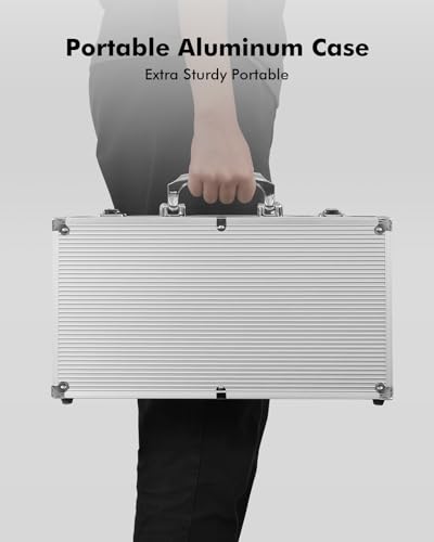 poker chips with denominations 300-pcs 115g weighted numbered casino chips set 5 dice 2 decks with compact aluminum case for texas hold39em blackjack age 8 and plus