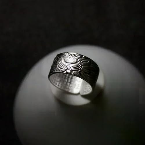 �V���o�[�J���[���������O�����̂��߂̃`�x�b�g�̋F�蓺 OM �}���g�� 7 �`���N���K�^�̏��������O - Ring Size: �T�C�Y�ύX�\ - Main Stone Color: White Flower