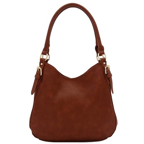 Lightweight 3 Compartment Faux Leather Medium Hobo Bag