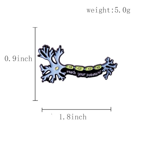 Image of Neuron Cells Reach Your Potential Brooch Science Enamel Badge, Cellular Brooch - Brain Cell Lapel Pin