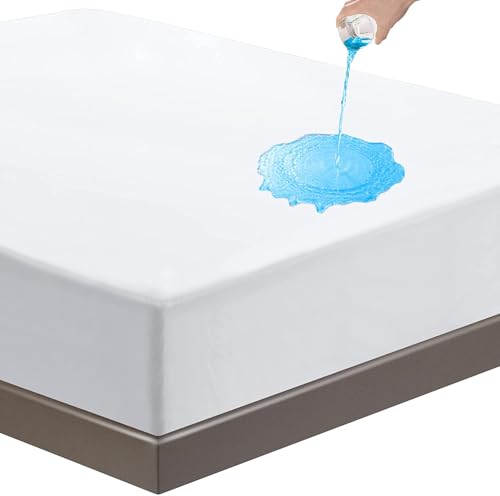 Image of Waterproof Mattress Protector King Size 72x72 - Waterproof Terry Cotton Mattress Protector /Bed Cover King Size Bed - White Color - Water Proof Mattress Protector for Kids Urine