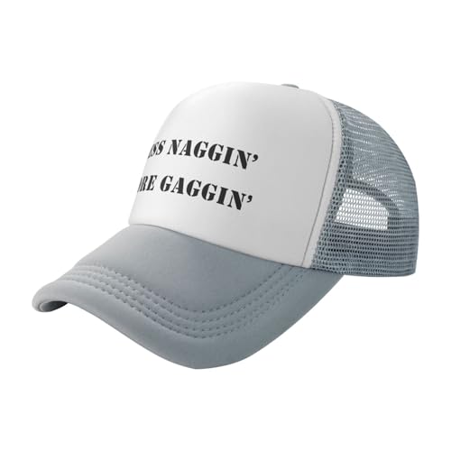 Image of Less Naggin More Gaggin Trucker Hat Funny Baseball Caps Adjustable Fishing Hats for Men Women Black