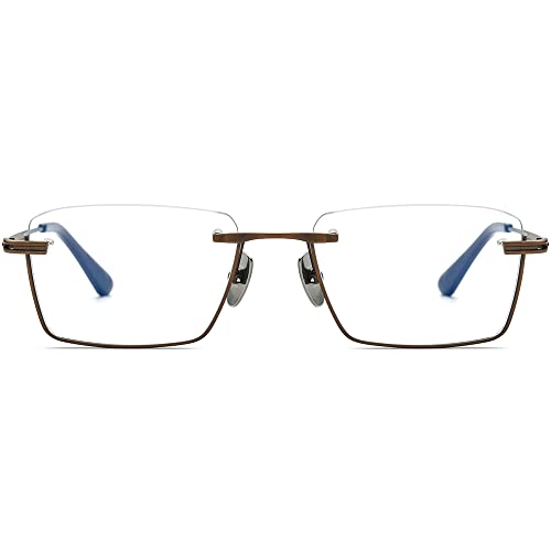 Image of FONEX Pure Titanium Glasses Frame Men Semi Rimless Square Eyeglasses Eyewear DTX416